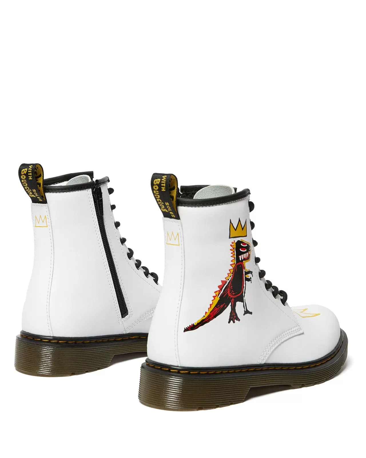 1460 BASQUIAT JUNIOR KID’S WHITE HYDRO LEATHER LACE UP BOOTS