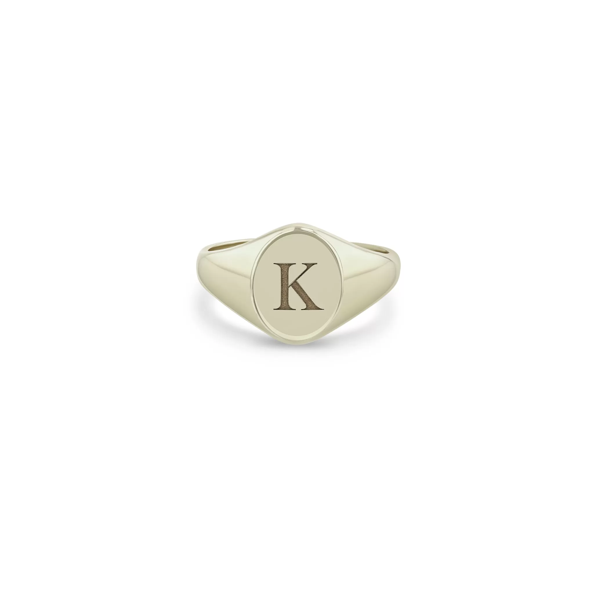 14k Engraved Initial Oval Signet Ring