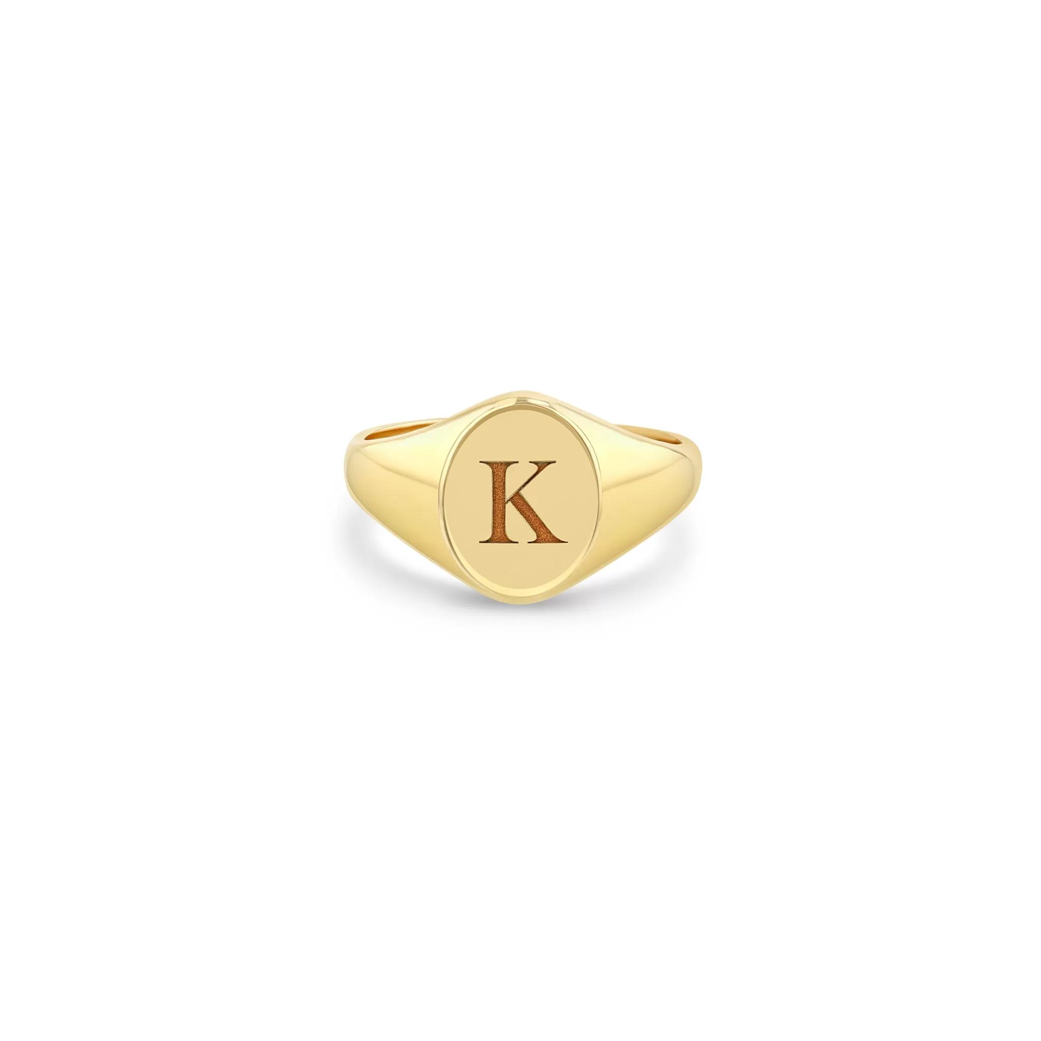 14k Engraved Initial Oval Signet Ring