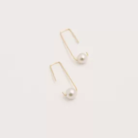 14K Gold Minimalist Pearl Drop Earrings