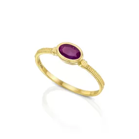 14K Gold Oval Cut Ruby , Ruby Graduation Gift, July Birthstone Ring - Gift for Her ,Minimalist