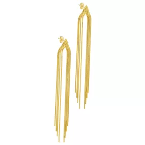 14K Gold Plated Multi-Strand Slinky Drop Earrings