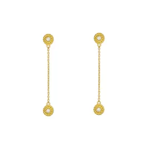 14K Gold Rope Accent Diamond Earrings