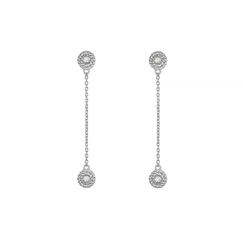 14K Gold Rope Accent Diamond Earrings