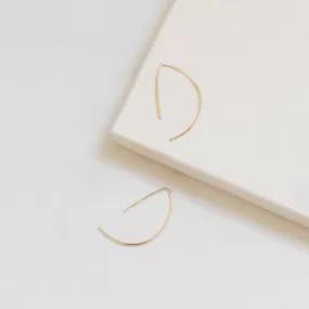 14K Gold Threaded Wishbone Earrings (Gold)