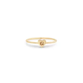 14k Initial Heart Ring