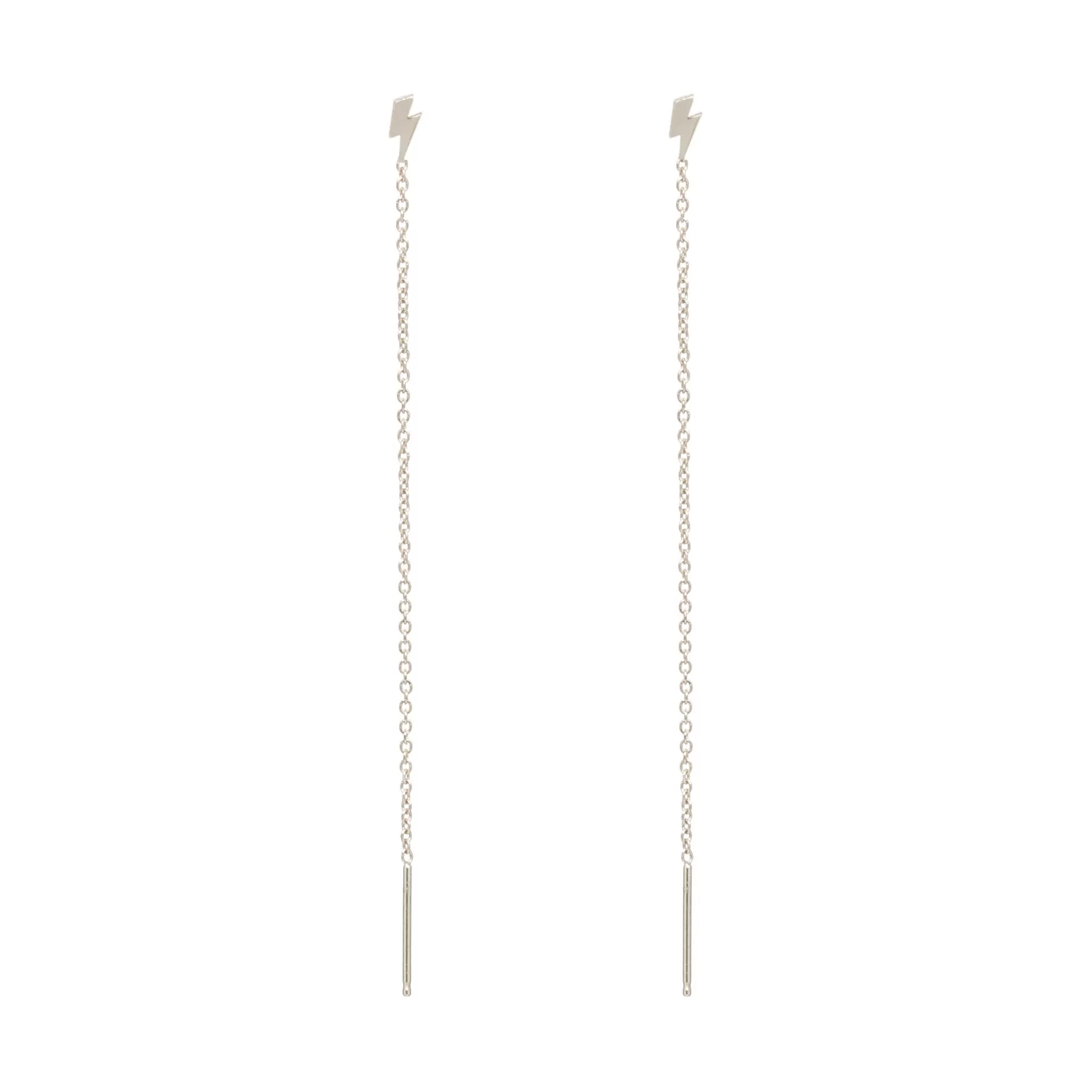 14k Itty Bitty Lightning Bolt Threader Earrings