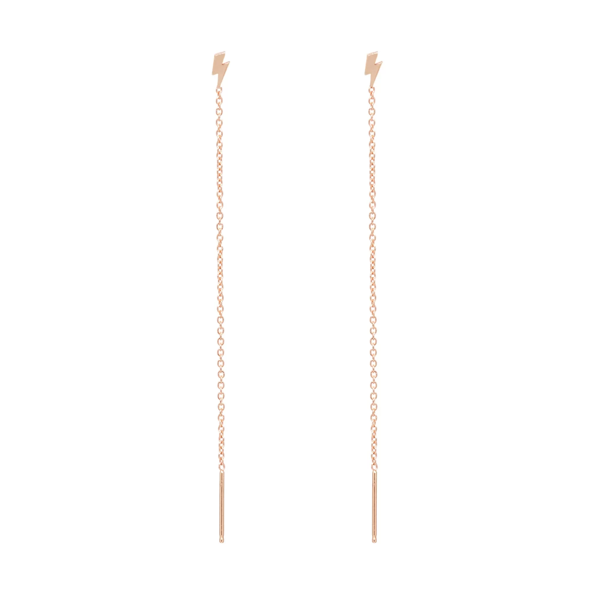 14k Itty Bitty Lightning Bolt Threader Earrings