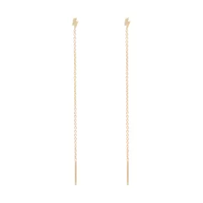 14k Itty Bitty Lightning Bolt Threader Earrings