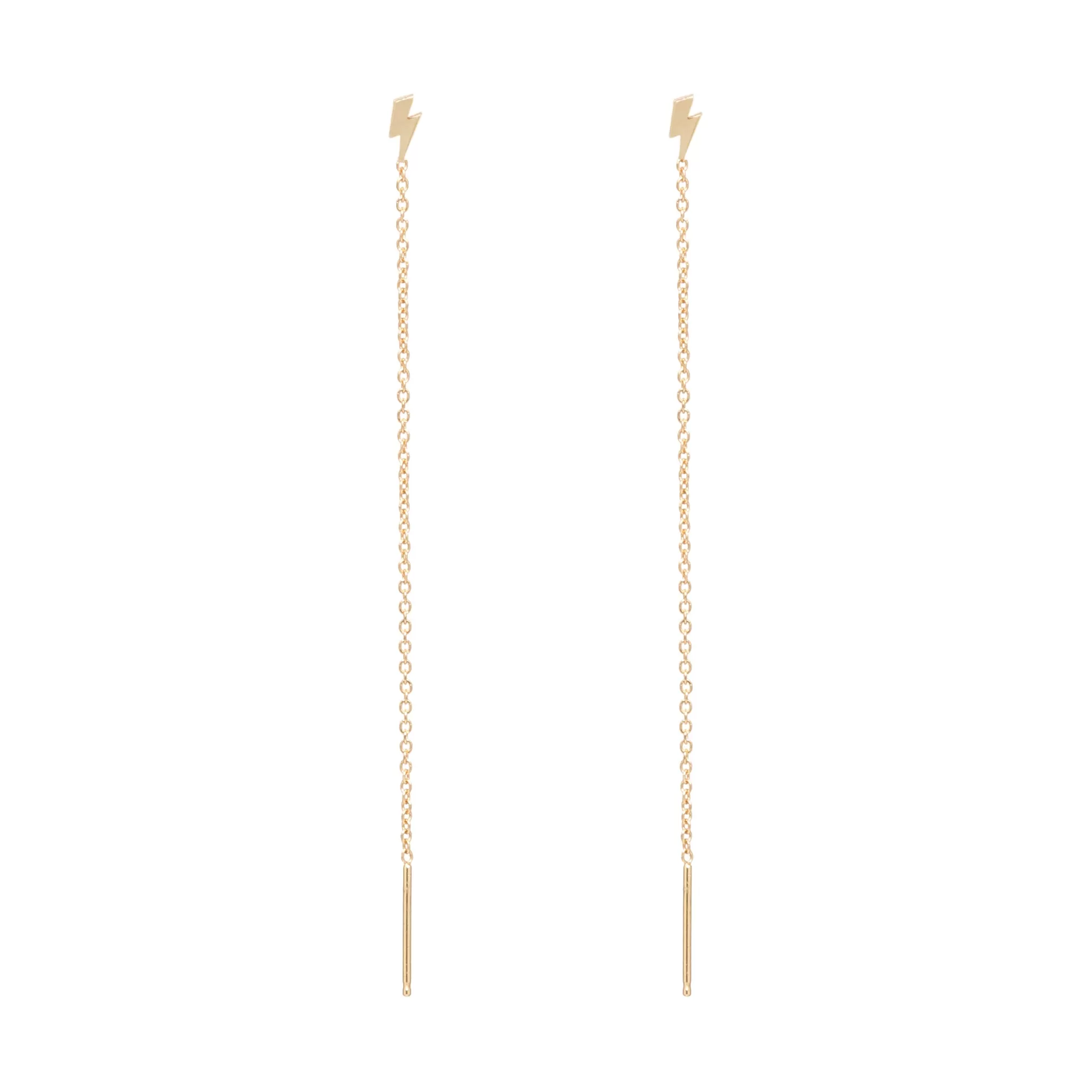 14k Itty Bitty Lightning Bolt Threader Earrings