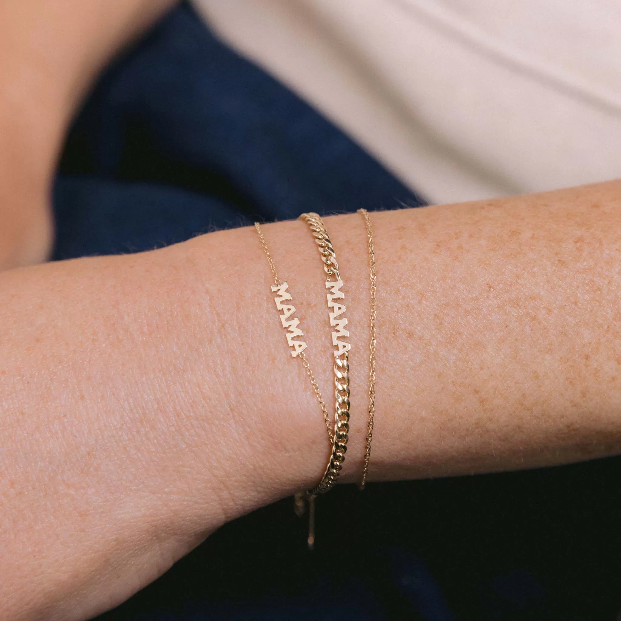 14k Itty Bitty MAMA Bracelet