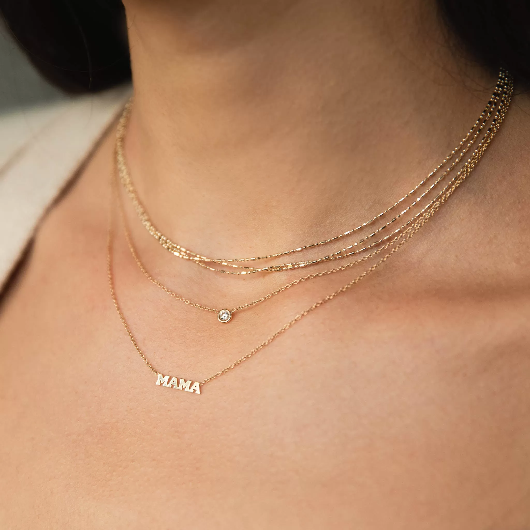 14k Itty Bitty MAMA Necklace