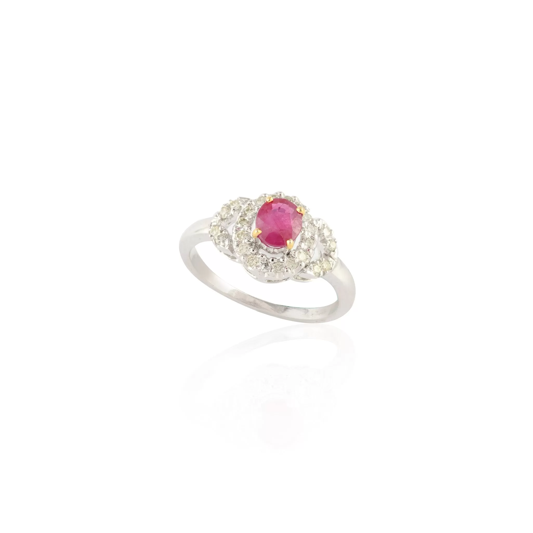 14K White Gold Ruby And Diamond Statement Ring