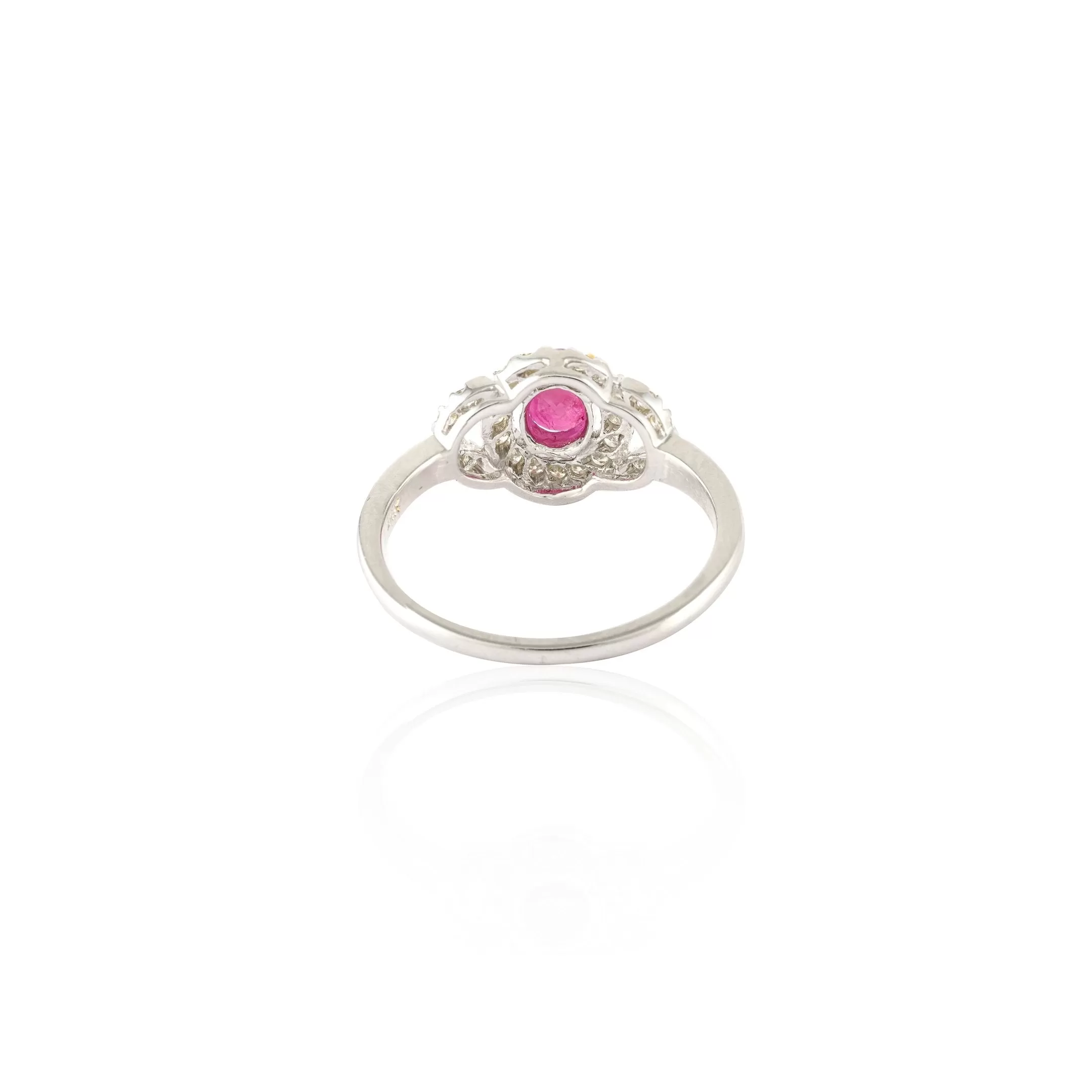 14K White Gold Ruby And Diamond Statement Ring