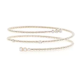 14K YELLOW GOLD DIAMOND 3 ROW BYPASS BRACELET - 0.42CTW