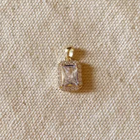 18k Gold Filled Clear Cubic Zirconia Cushion Cut Charm