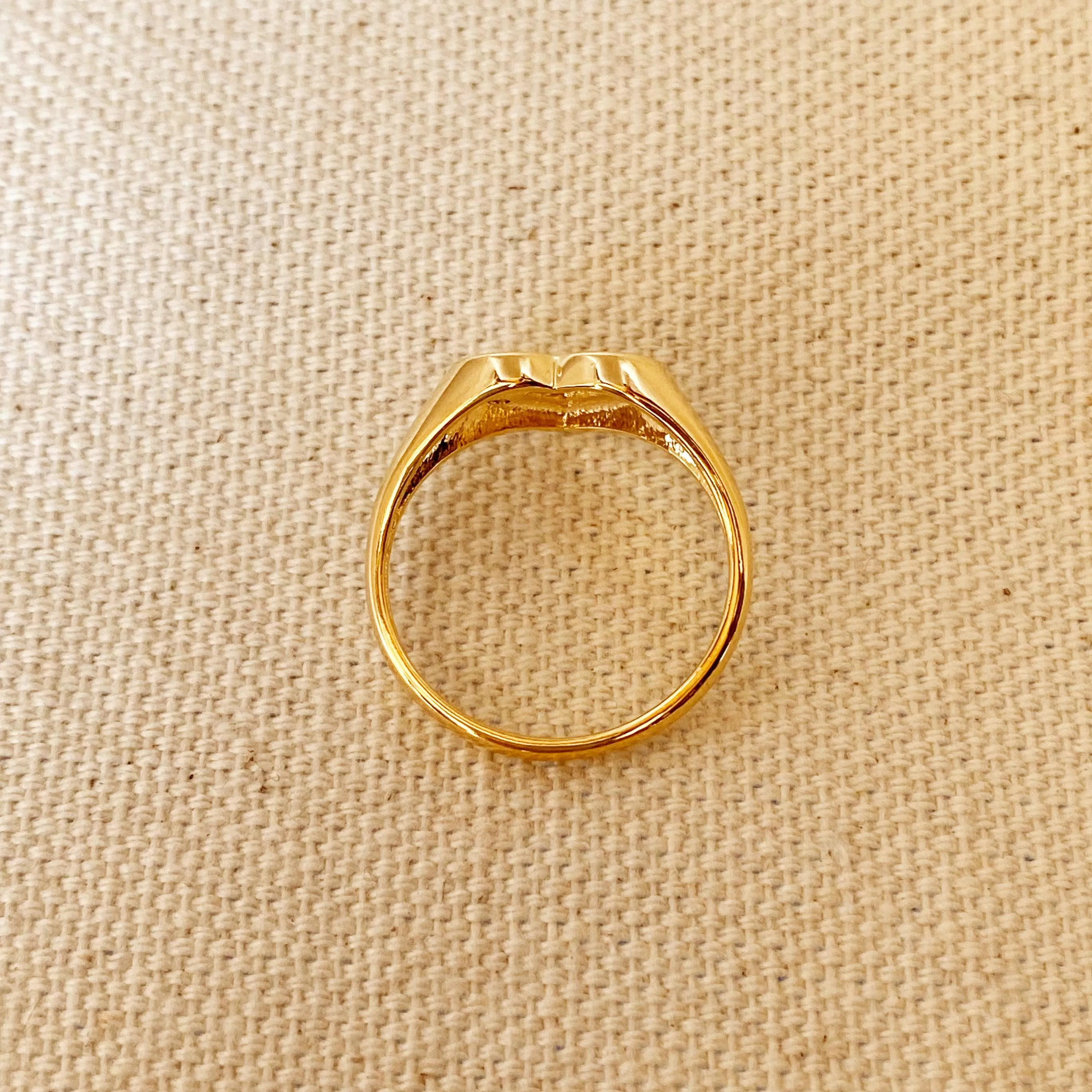 18k Gold Filled Heart Plate Top Ring