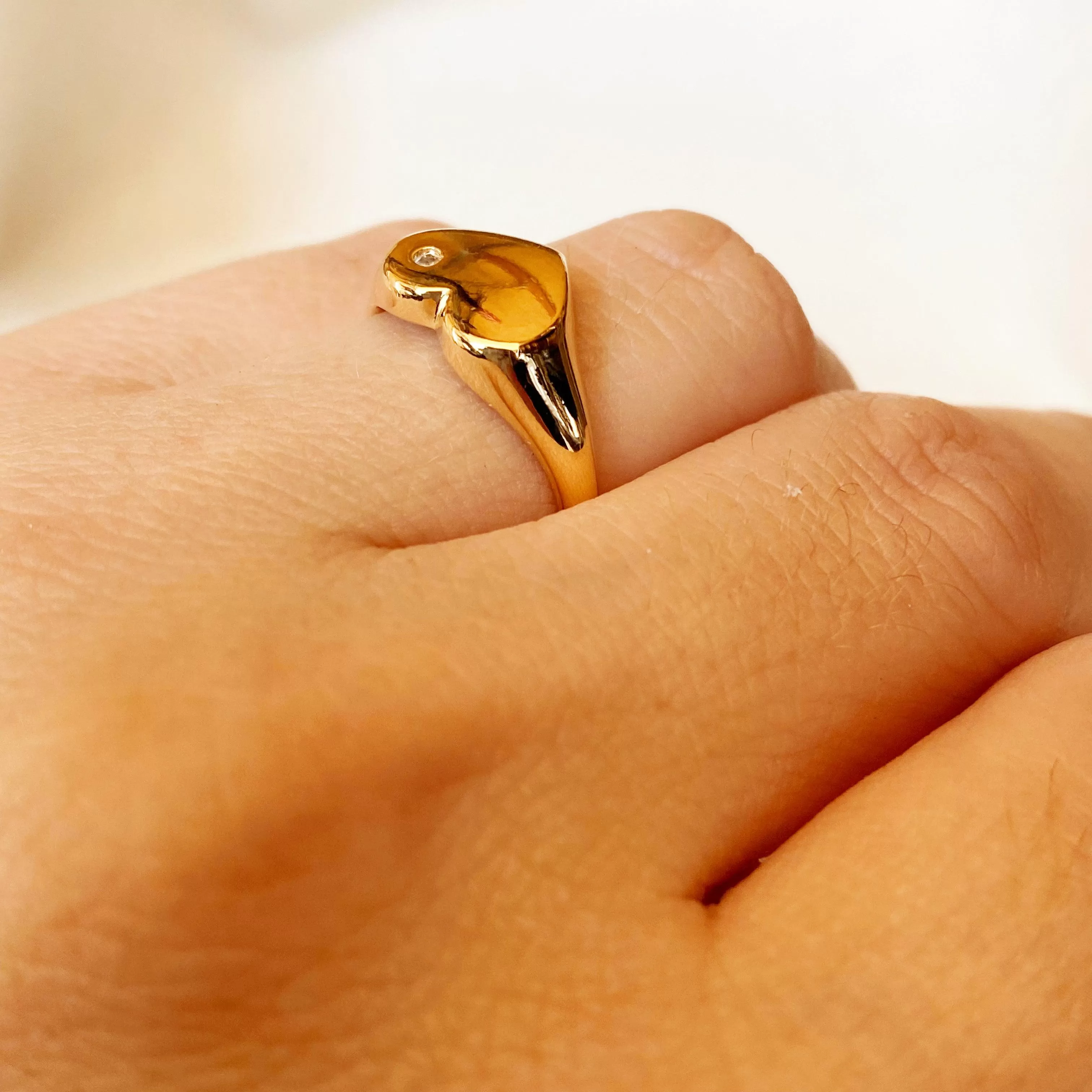 18k Gold Filled Heart Plate Top Ring