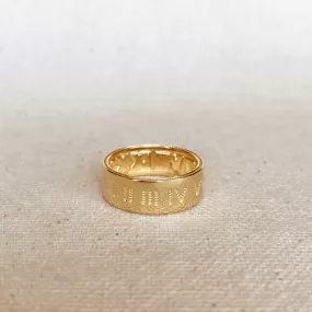 18k Gold Filled Roman Numeral Band Ring