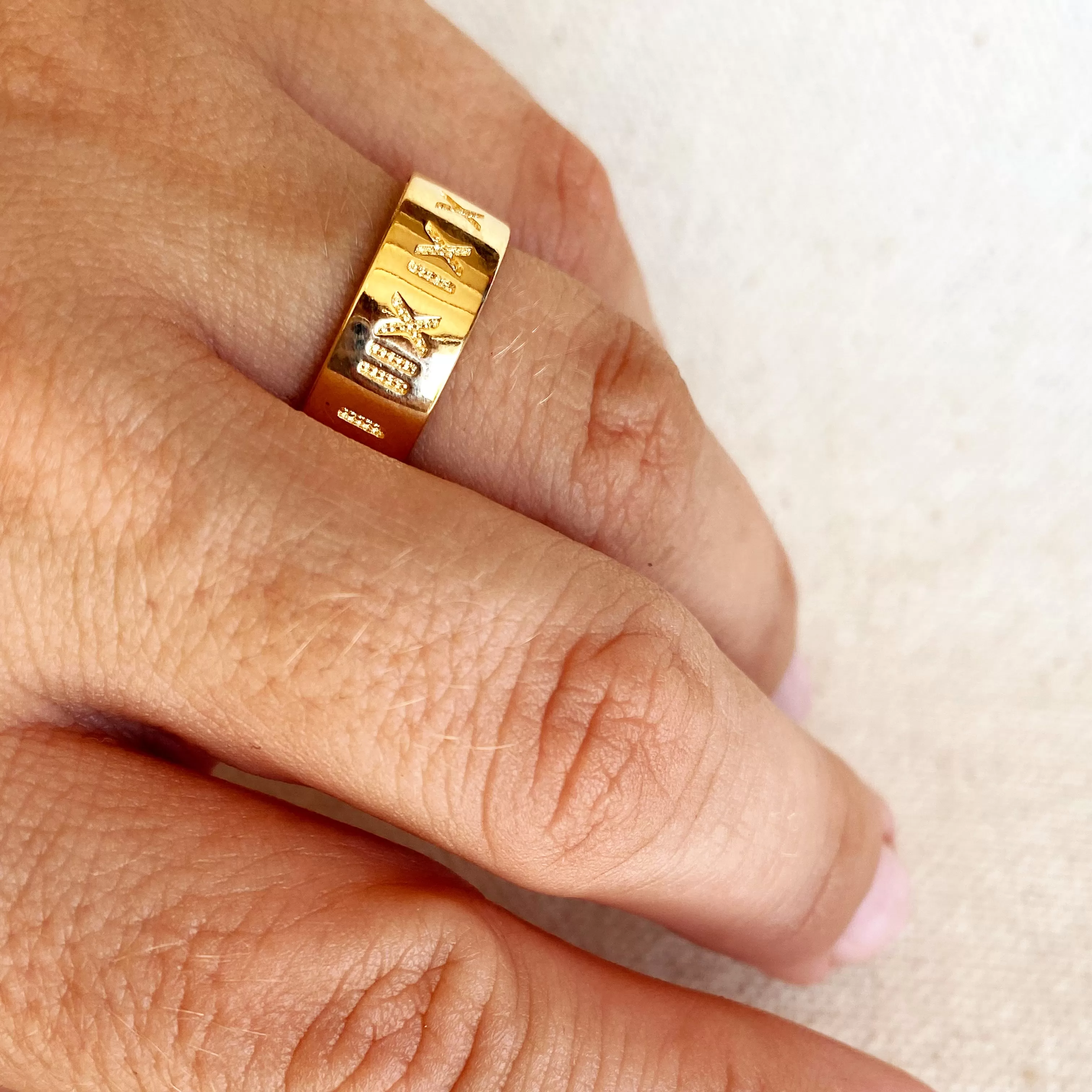 18k Gold Filled Roman Numeral Band Ring