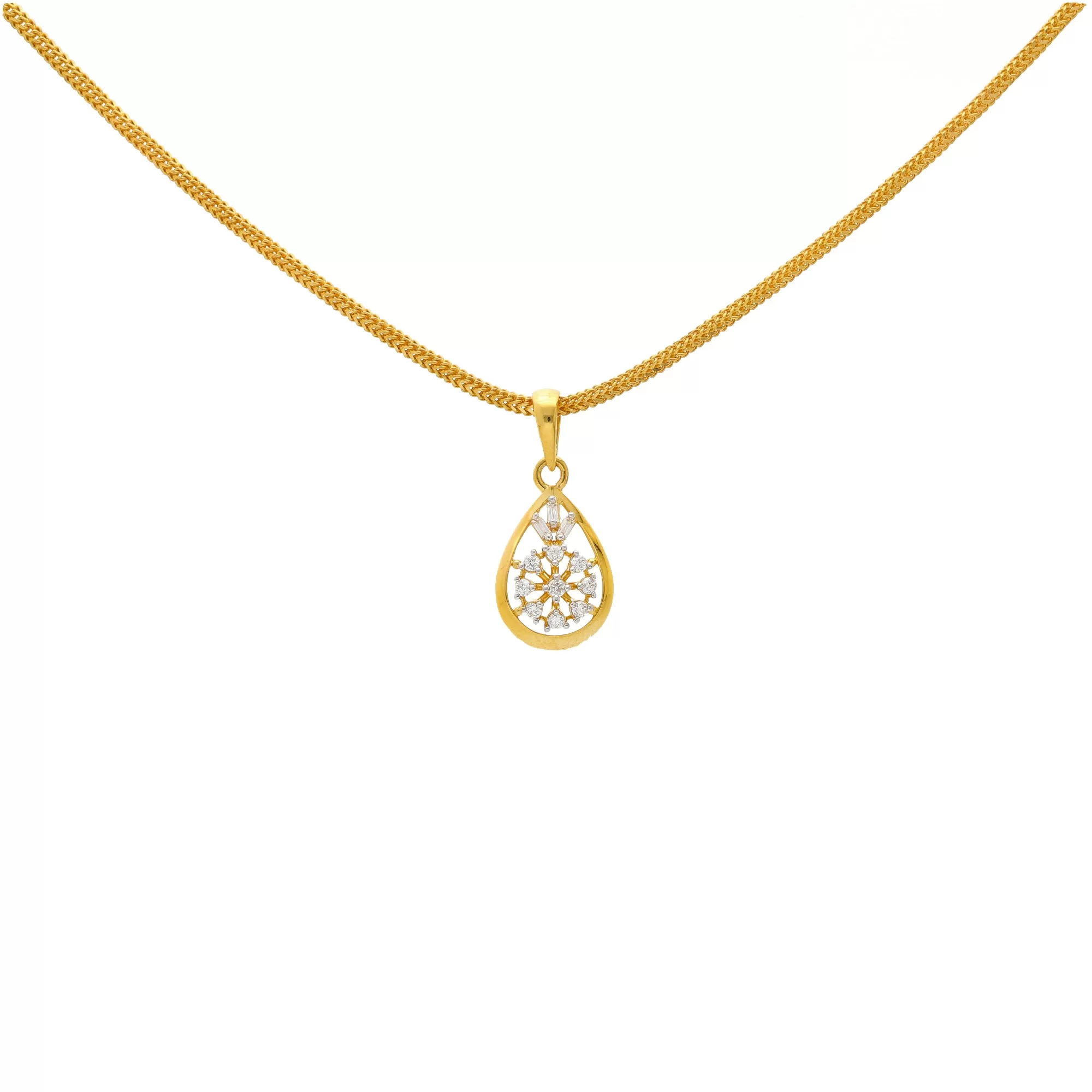 22K Yellow Gold & CZ Pendant Necklace (2.1gm)