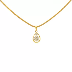 22K Yellow Gold & CZ Pendant Necklace (2.1gm)