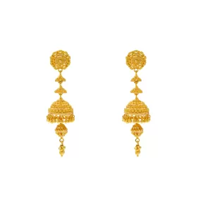 22K Yellow Gold Jhumki Earrings (16.8gm)