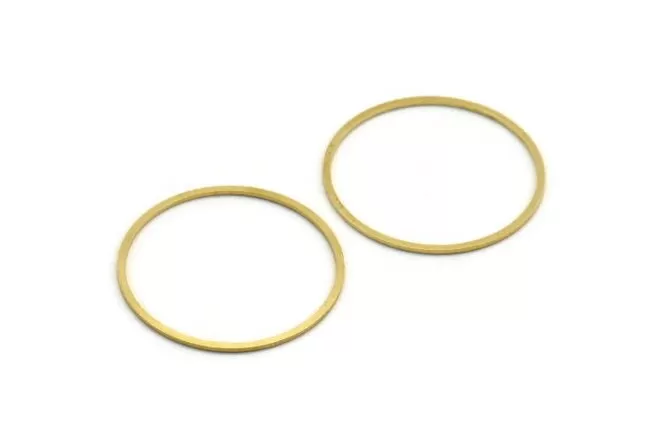 32mm Circle Connectors, 12 Raw Brass Circle Connectors (32x0.80mm) A5678