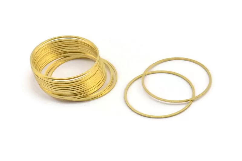 34.5mm Circle Connectors, 12 Raw Brass Circle Connectors (34.5x0.80mm) A3887