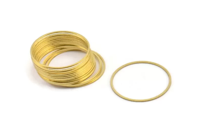 34.5mm Circle Connectors, 12 Raw Brass Circle Connectors (34.5x0.80mm) A3887