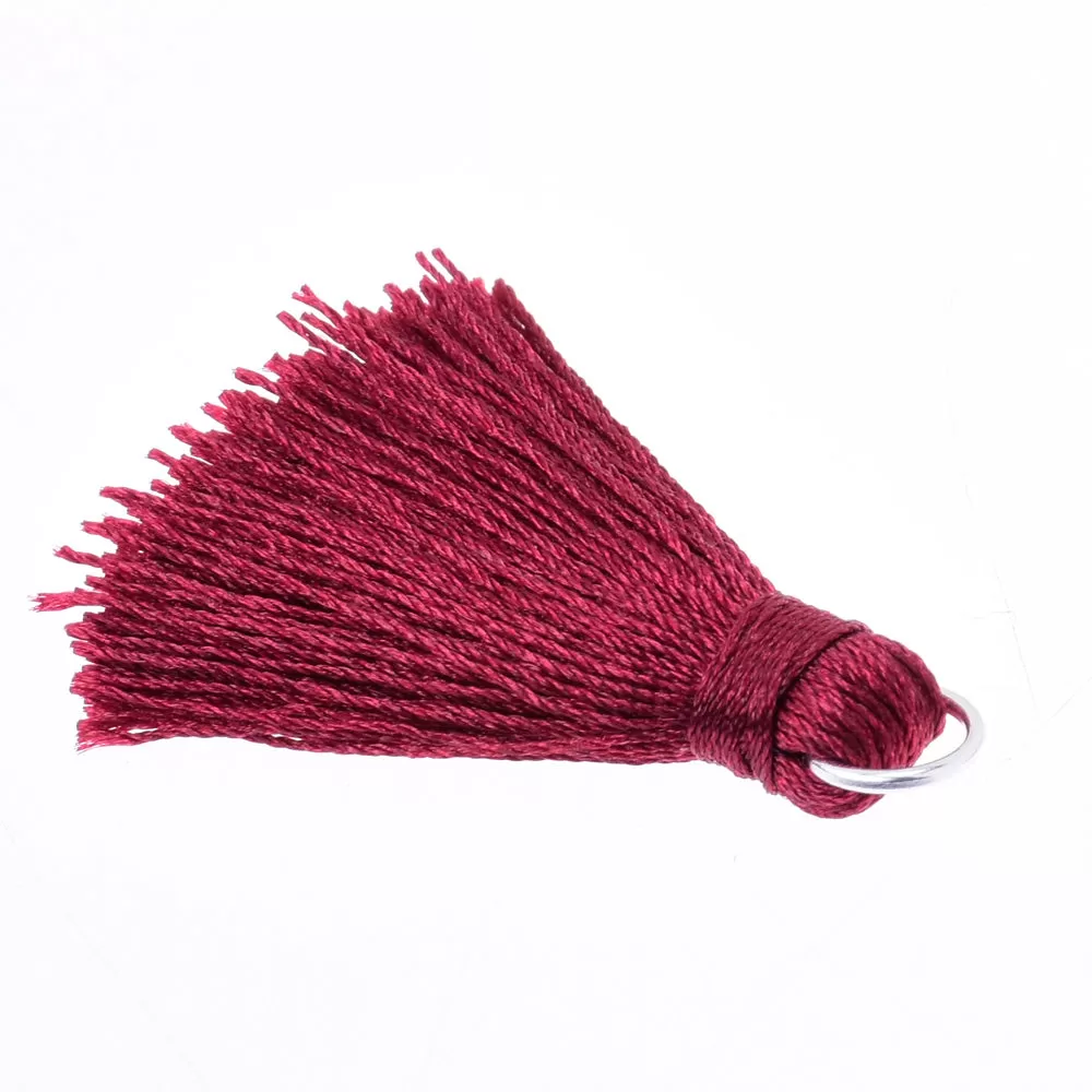 3.5cm  DIY Handmade Tassels, Short Handmade Tassels for jewelry making Necklace Earrings Deep red dates,10pcs/lot