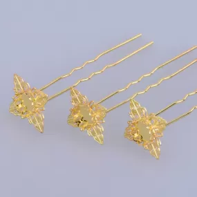 75mm U shape Wedding hair pin with 10mm Cameo Base Clips Prom Hair Pins Hair accessories gold 10pcs