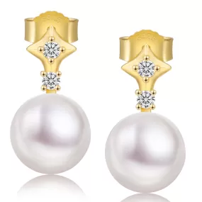 9.5MM Pearls Stud Earrings S925 KRKC 0312