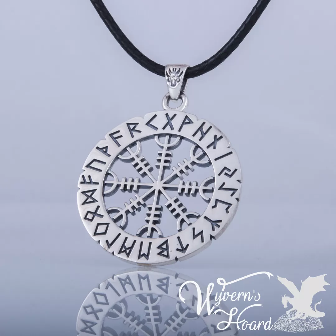 Aegishjalmr Helm of Awe with Elder Futhark Runes Necklace