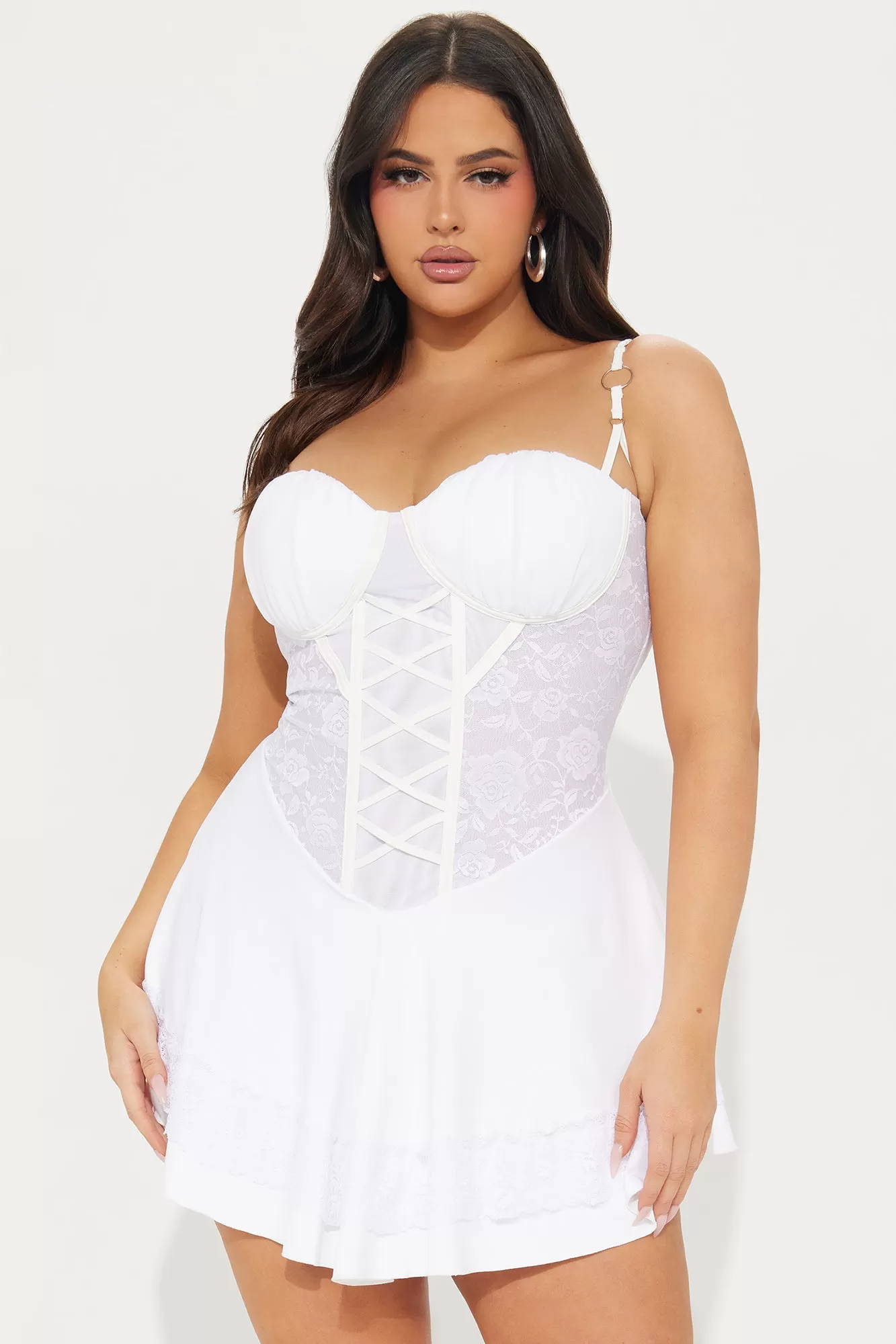 Alina Mesh Mini Dress - White