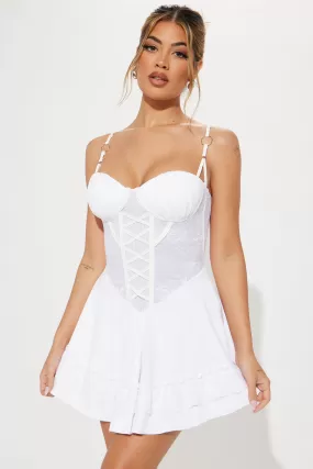 Alina Mesh Mini Dress - White