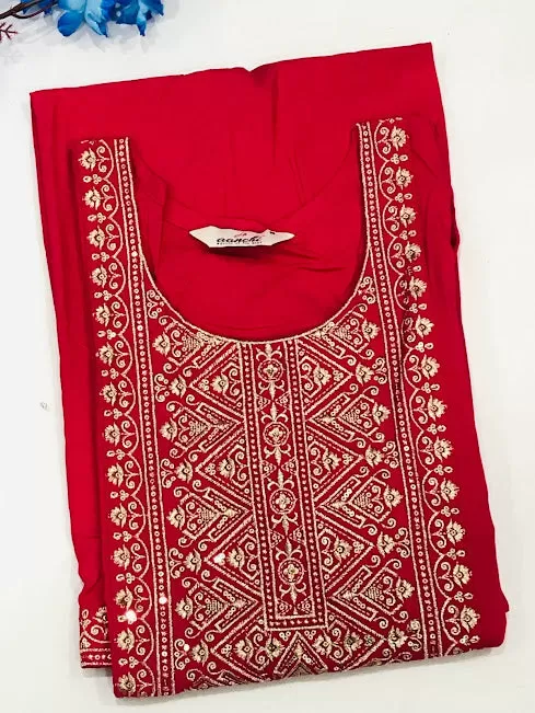 Amazing Red Color Embroidery Work Kurti For Women