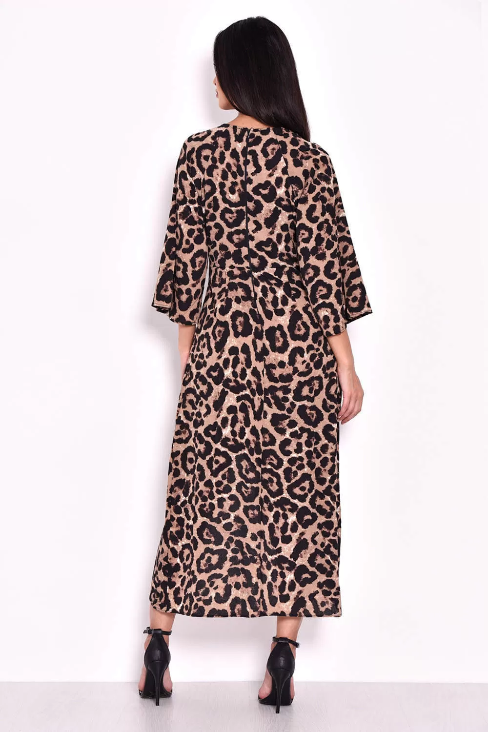 Animal Print Tie Detail Maxi Dress