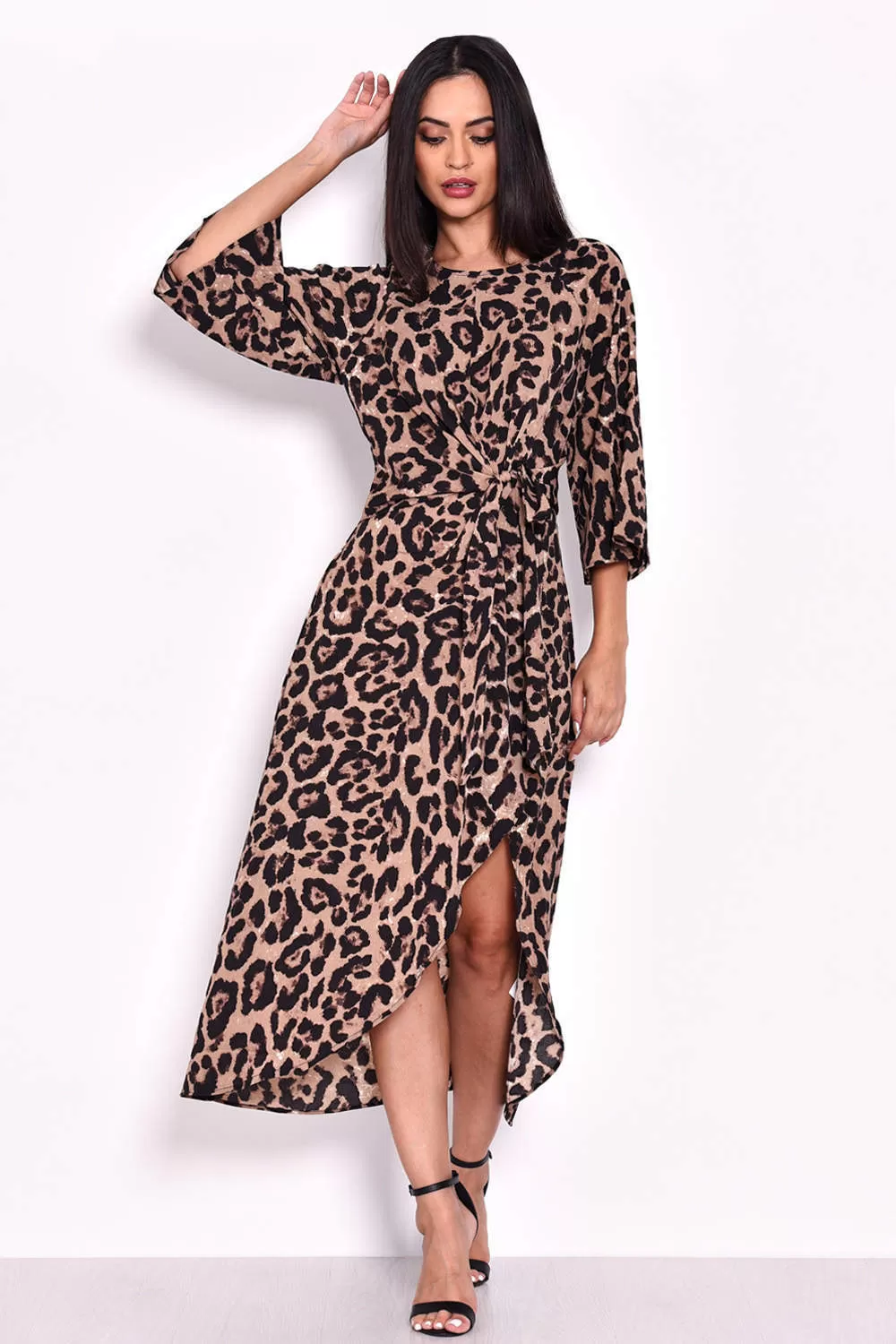 Animal Print Tie Detail Maxi Dress