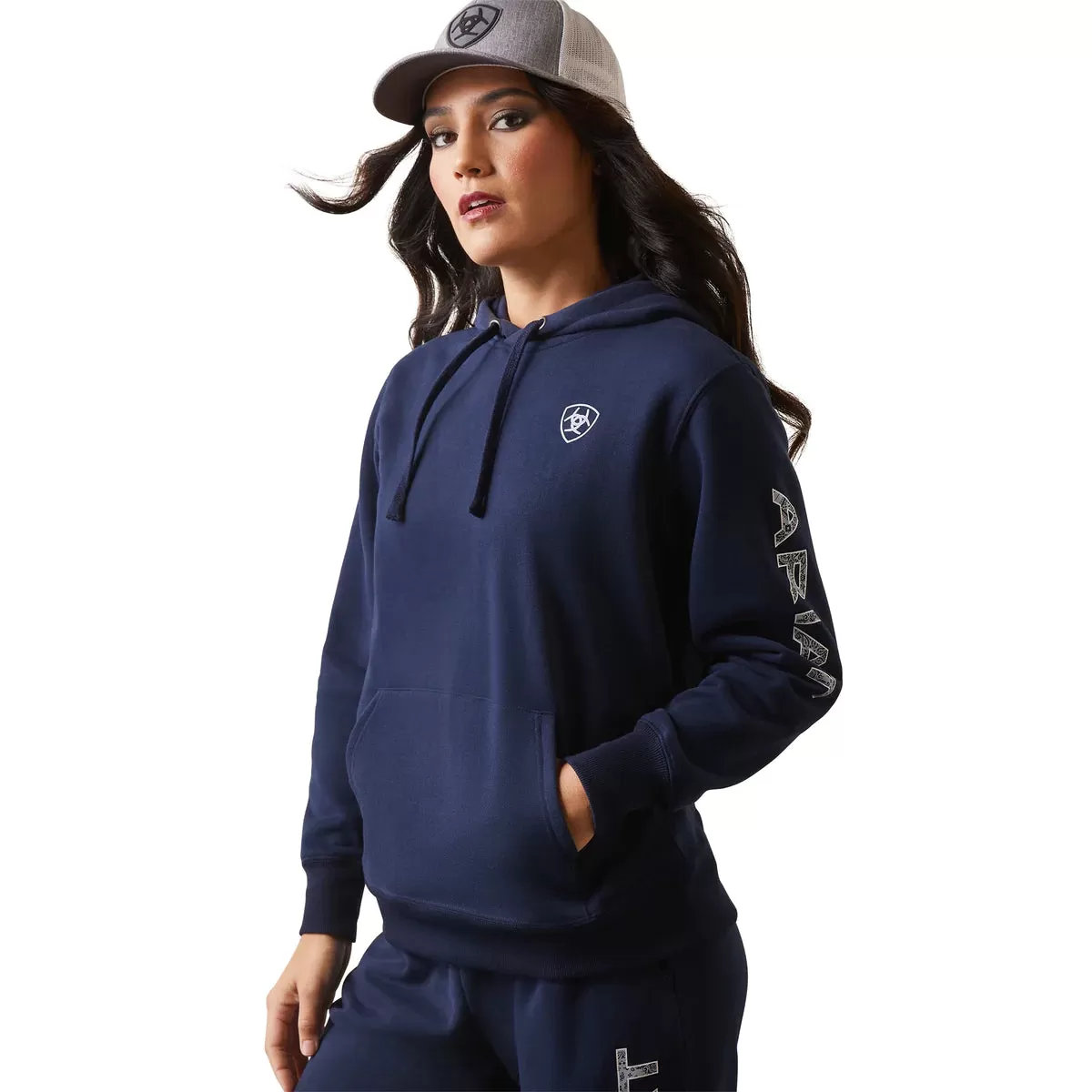 Ariat Womens Logo Hoodie- Navy Eclipse