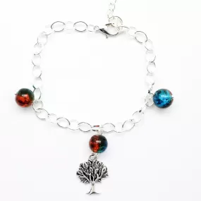 AVBeads Charm Bracelet Tree Charm Blue and Orange Crackle Beads 10 JWL-CBBBO-05574