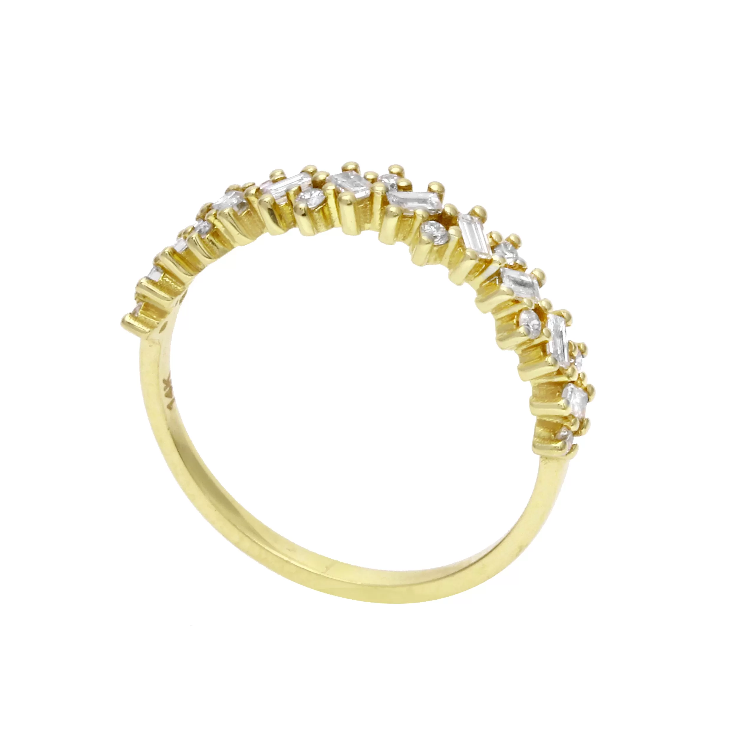 Baguette and Round Diamond Sprinkle Ring