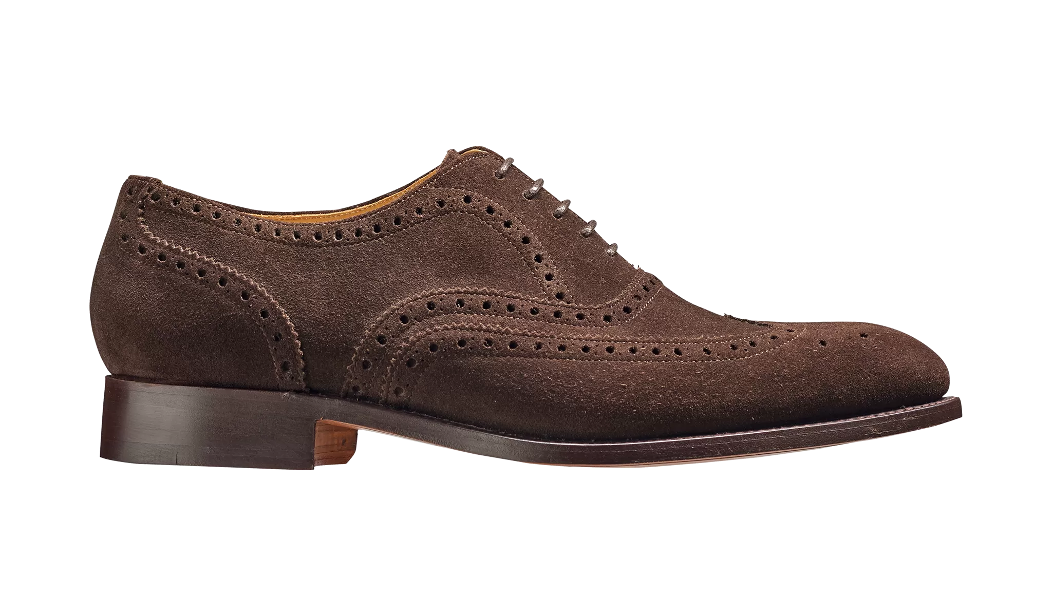 Barker Malton Full Wing Brogue Shoe- Burnt Oak Suede