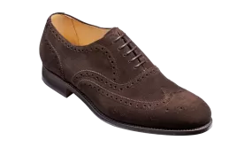 Barker Malton Full Wing Brogue Shoe- Burnt Oak Suede