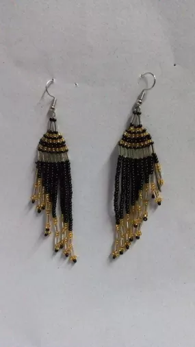 Beaded Tassel earrings, African earrings, Beaded earrings, black earrings, Boho earrings, Gift for her, Fringe earrings