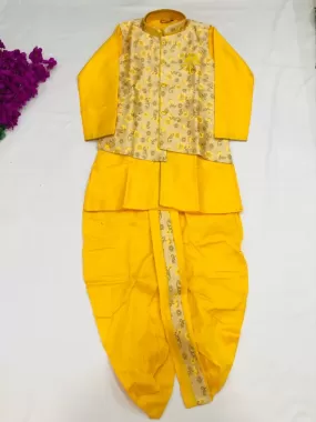 Beautiful Yellow Color Ethnic Kids Kurta Dhoti With Pajama Pant