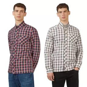 Ben Sherman Mens Grid Check Shirt Iconic 3 Finger Collar