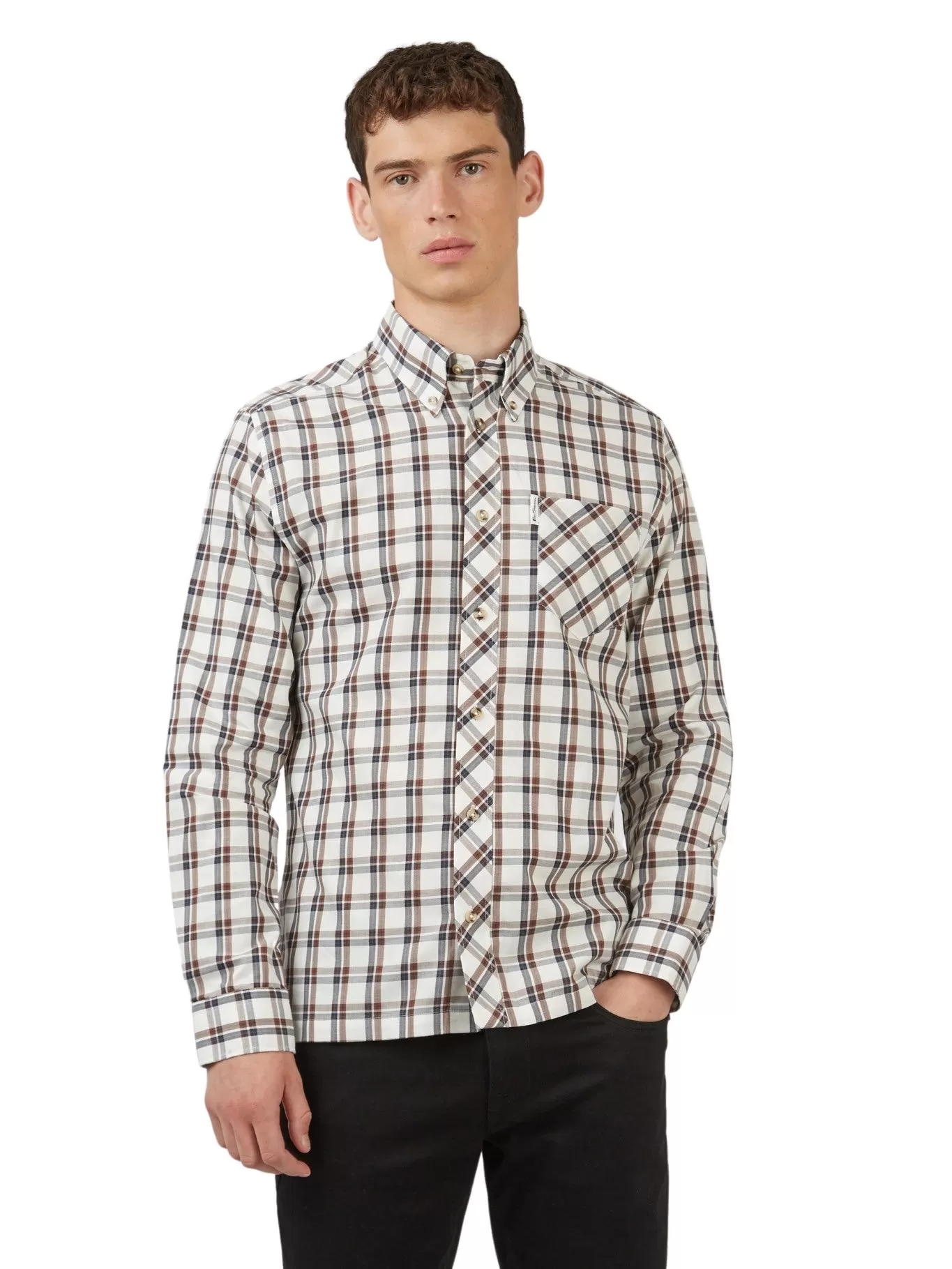 Ben Sherman Mens Grid Check Shirt Iconic 3 Finger Collar