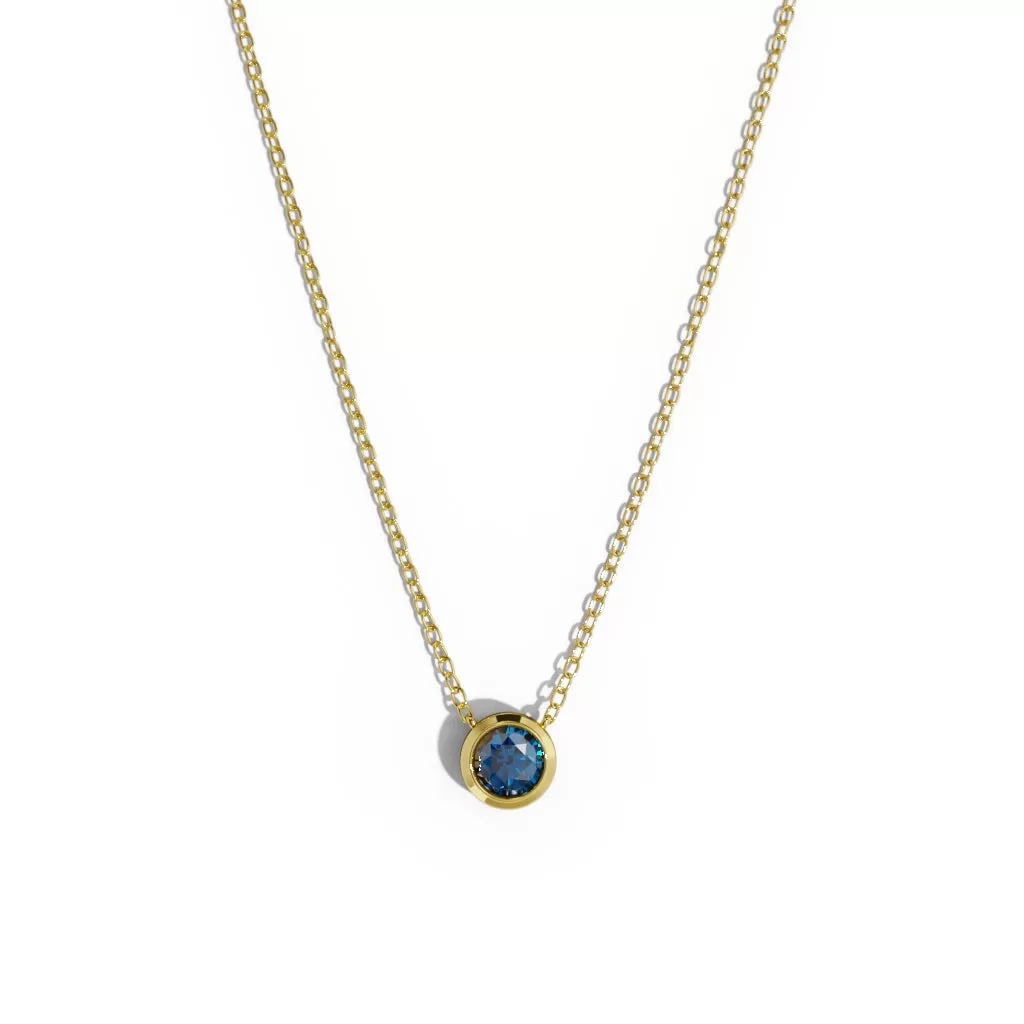 Bezel Birthstone Necklace 10k Gold