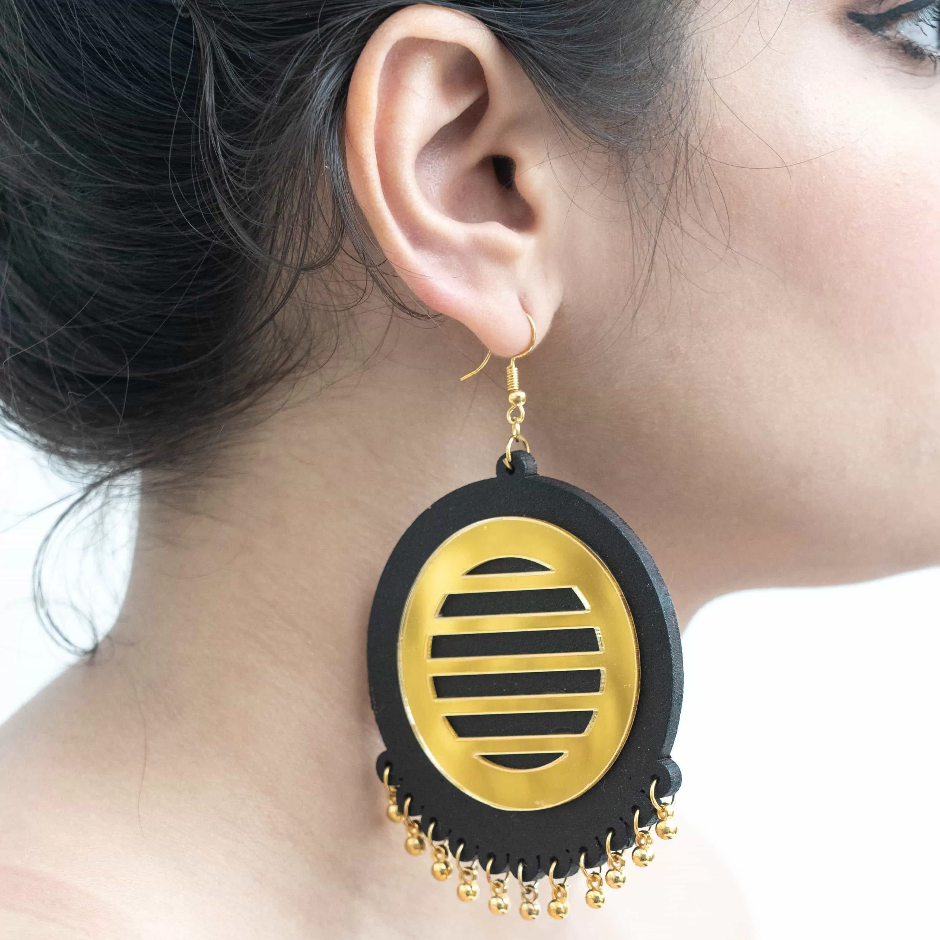 Black and Gold Hand Painted Earring